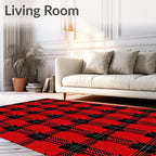 Red Plaid Guitar Pattern Rug