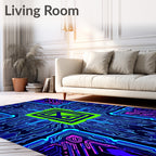 Neon Circuit Board Style Rug