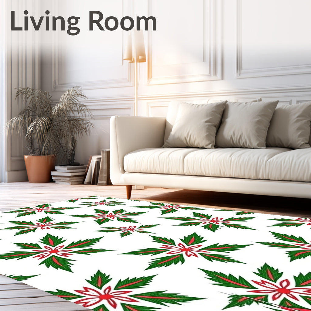 Ornate Red Green Floral Pattern Rug