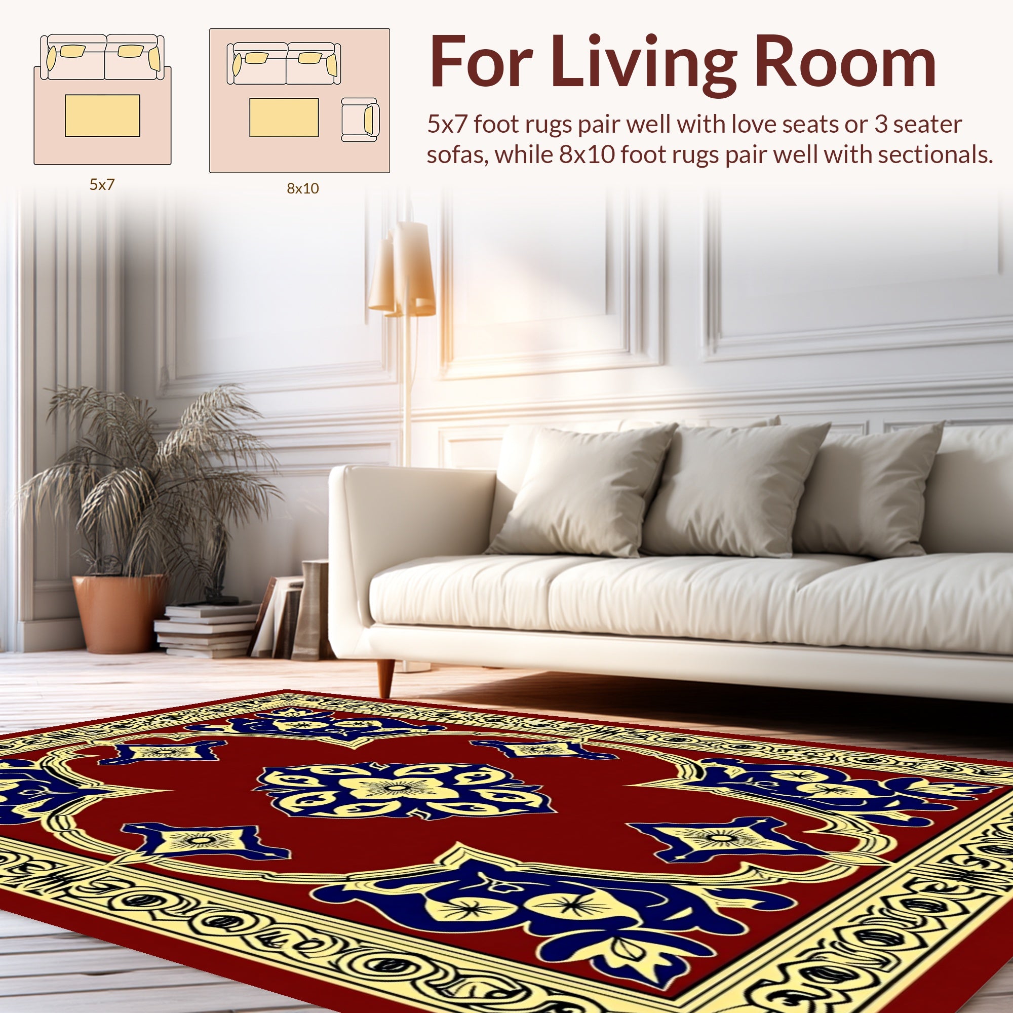 Ornate Blue Floral Mandala Design Rug