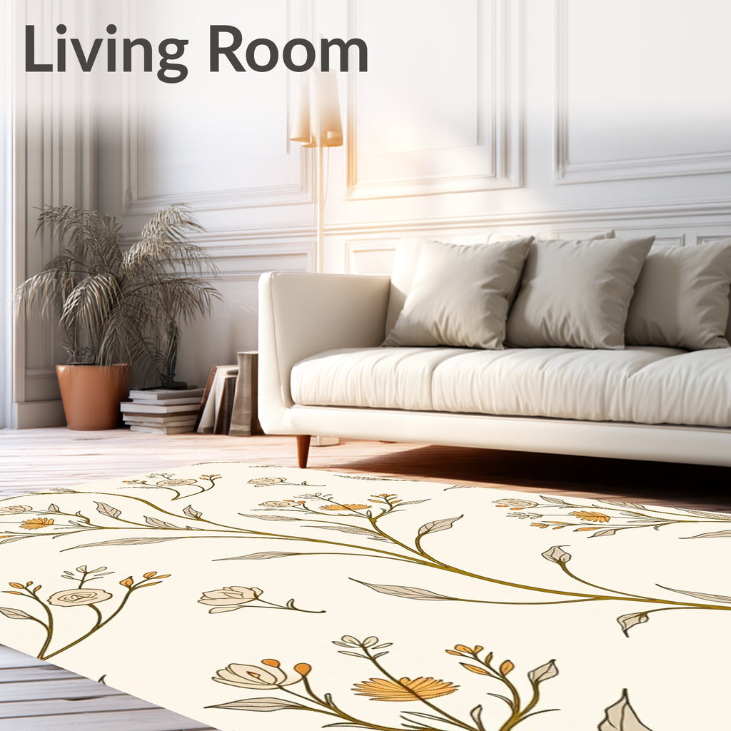 Delicate Floral Vine Pattern Rug