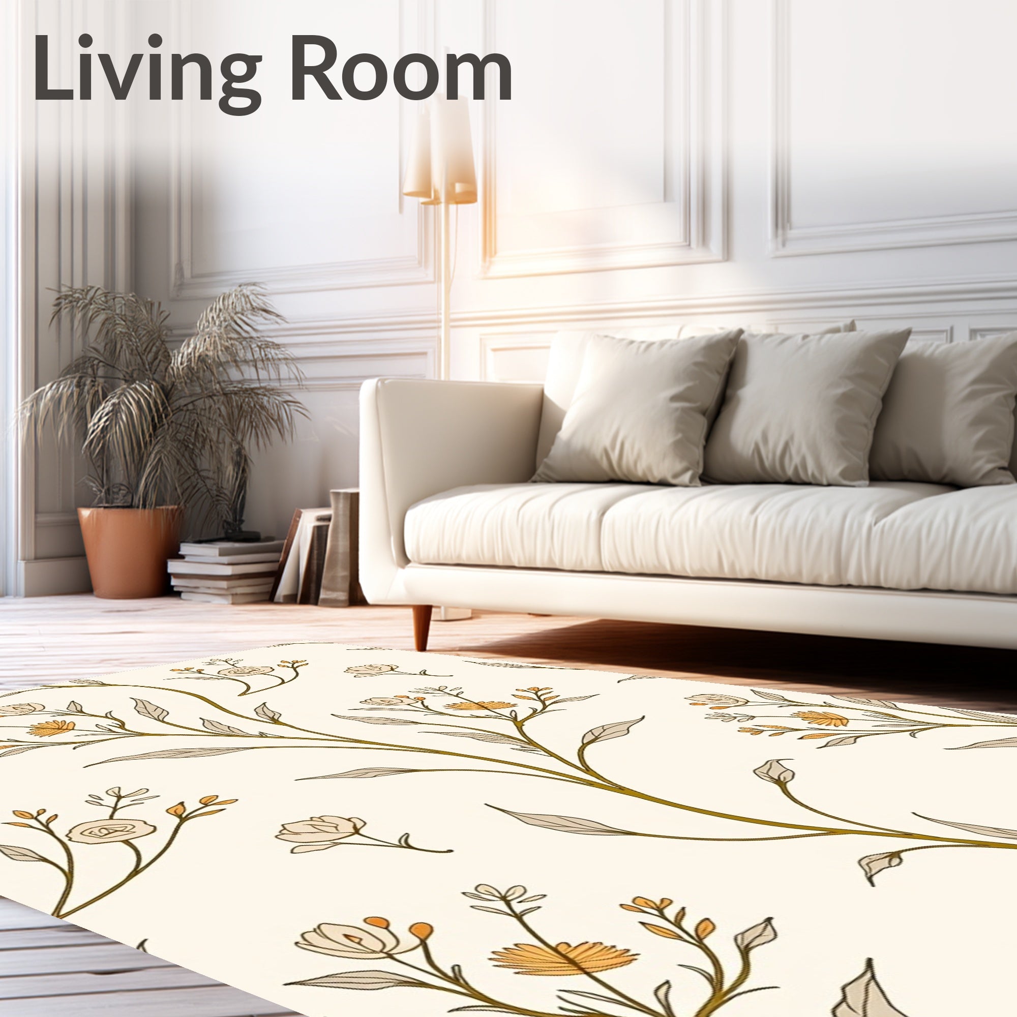 Delicate Floral Vine Pattern Rug