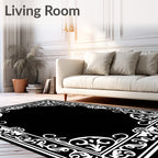 Ornamental Floral Scrollwork Frame Design Rug