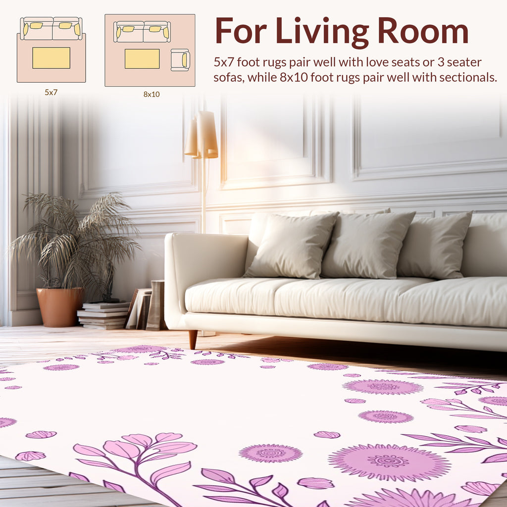 Vintage Pink Floral Leaf Pattern Rug