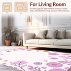 Vintage Pink Floral Leaf Pattern Rug