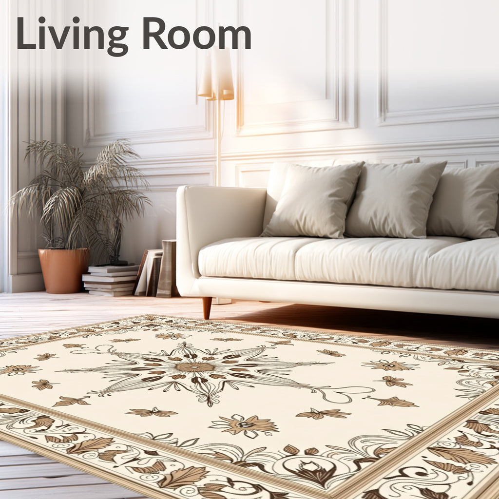 Elegant Floral Scrollwork Medallion Design Rug