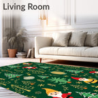 Festive Gnome And Christmas Tree Scene Rug