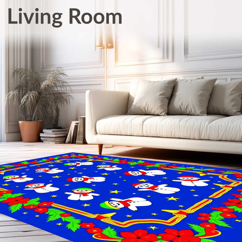 Whimsical Snowman Christmas Star Rug