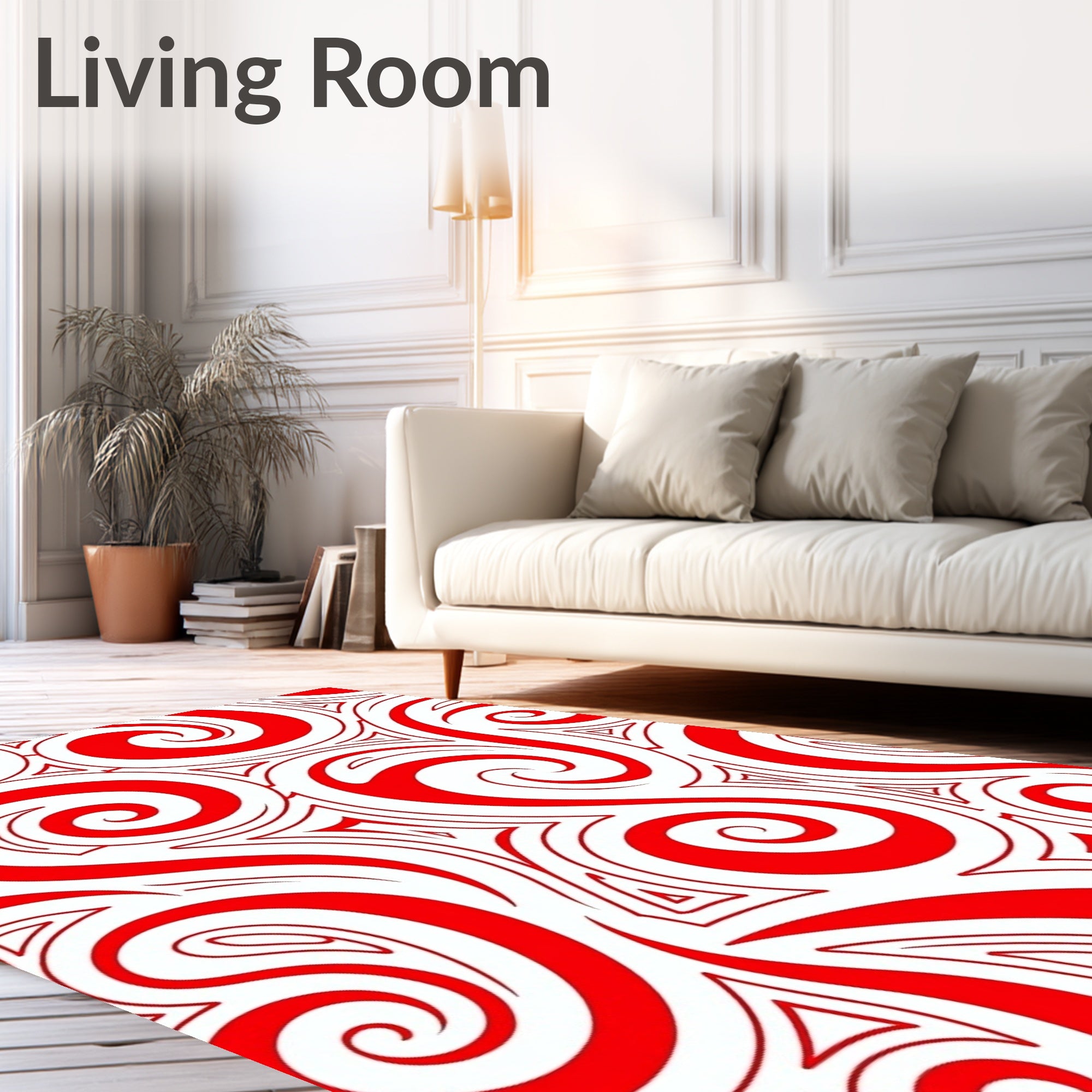 Bold Red Swirl Triangle Pattern Rug