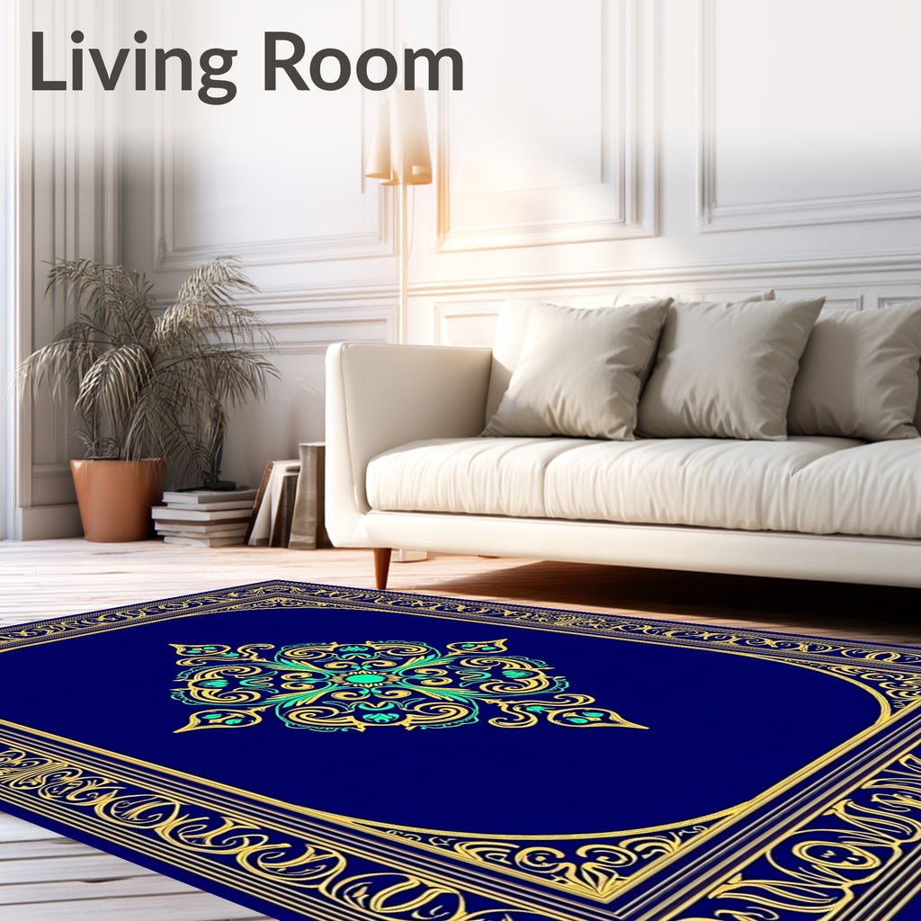 Ornate Floral Centerpiece Rectangle Rug