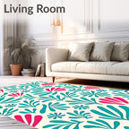 Bold Tropical Leaf Bloom Pattern Rug