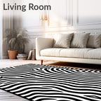 Bold Black White Stripe Pattern Rug
