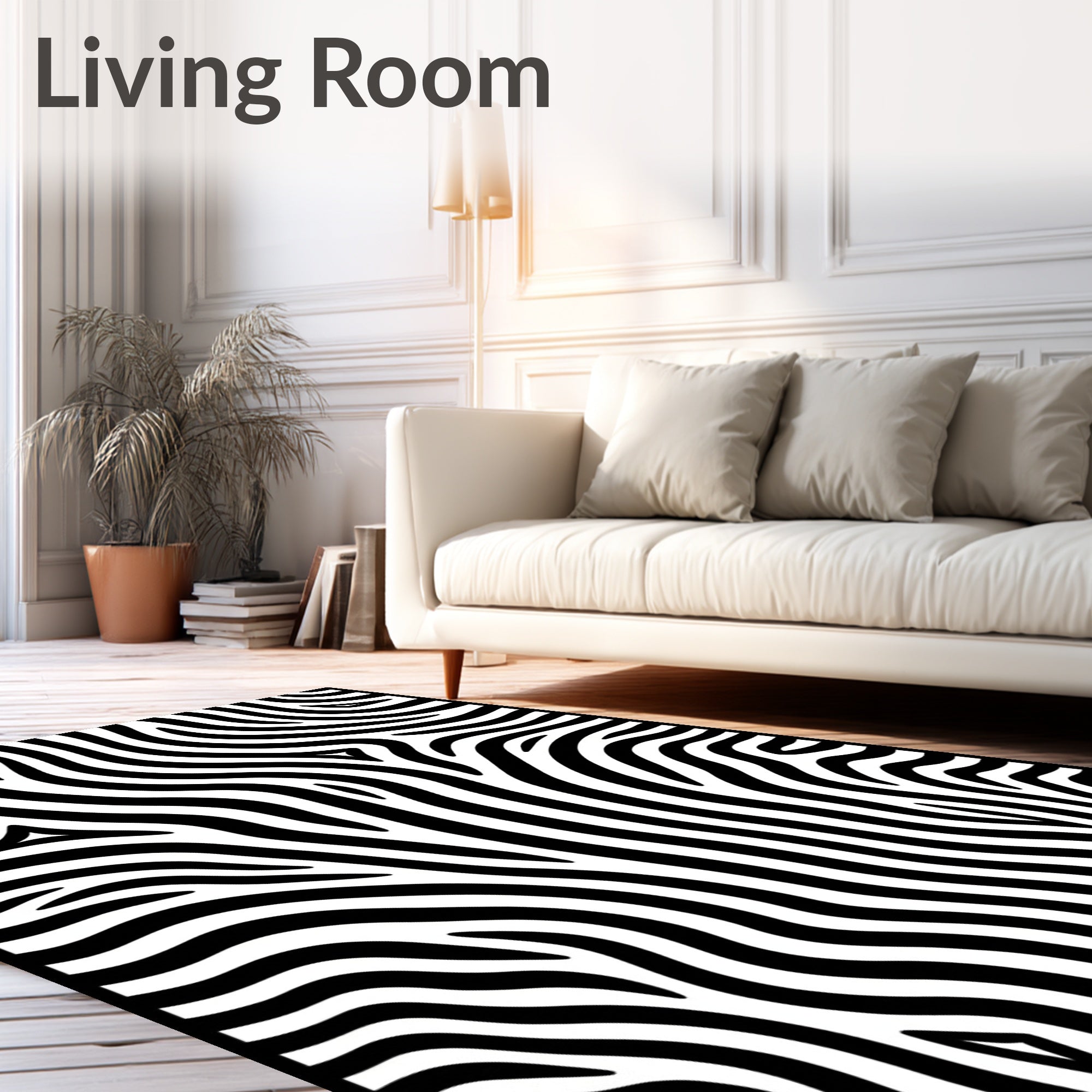 Bold Black White Stripe Pattern Rug