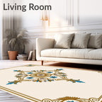 Ornate Floral Sunburst Mandala Design Rug