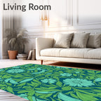 Teal Floral Vine Pattern Rug
