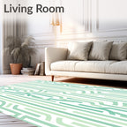 Mint Green Abstract Line Pattern Rug
