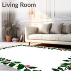 Evergreen Holly Berry Garland Border Rug