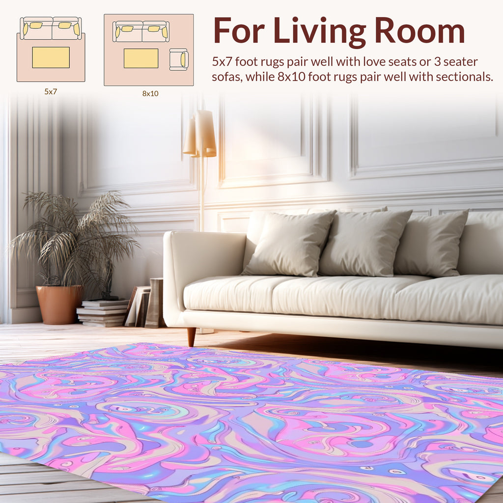 Pastel Swirls Curves Design Rug