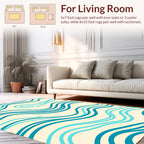 Watery Blue Wavy Lines Design Rug