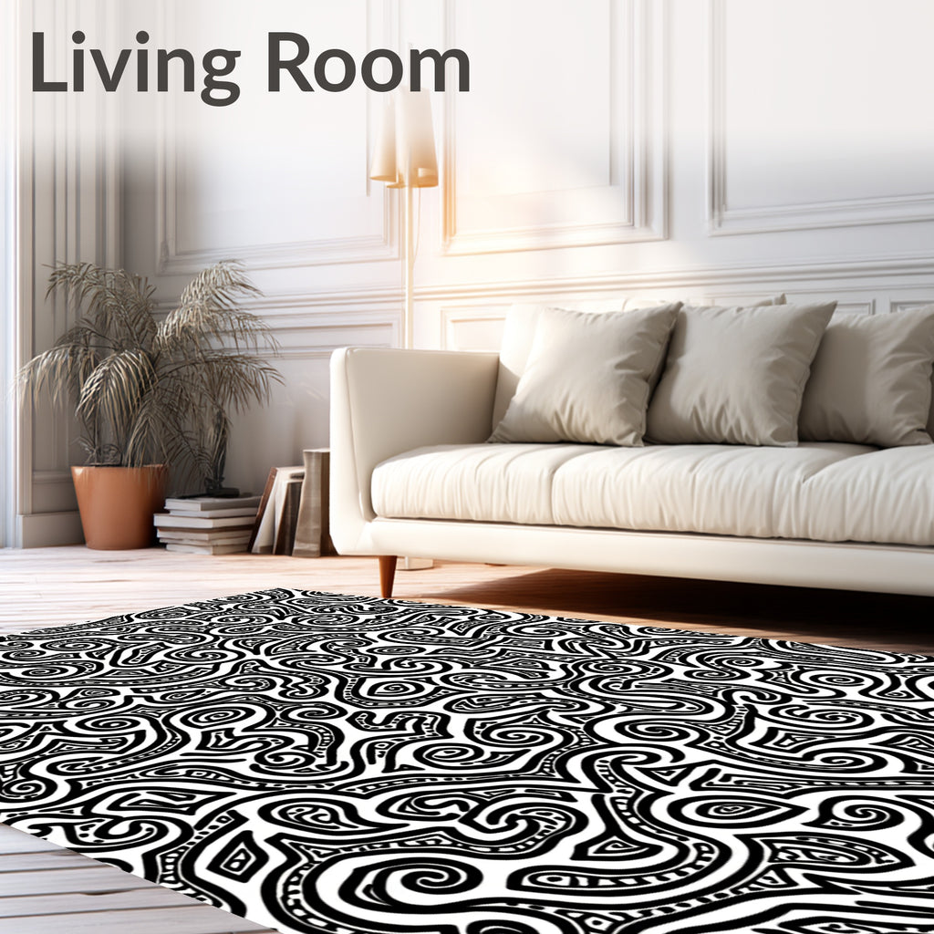 Curvy Ink Blot Pattern Rug