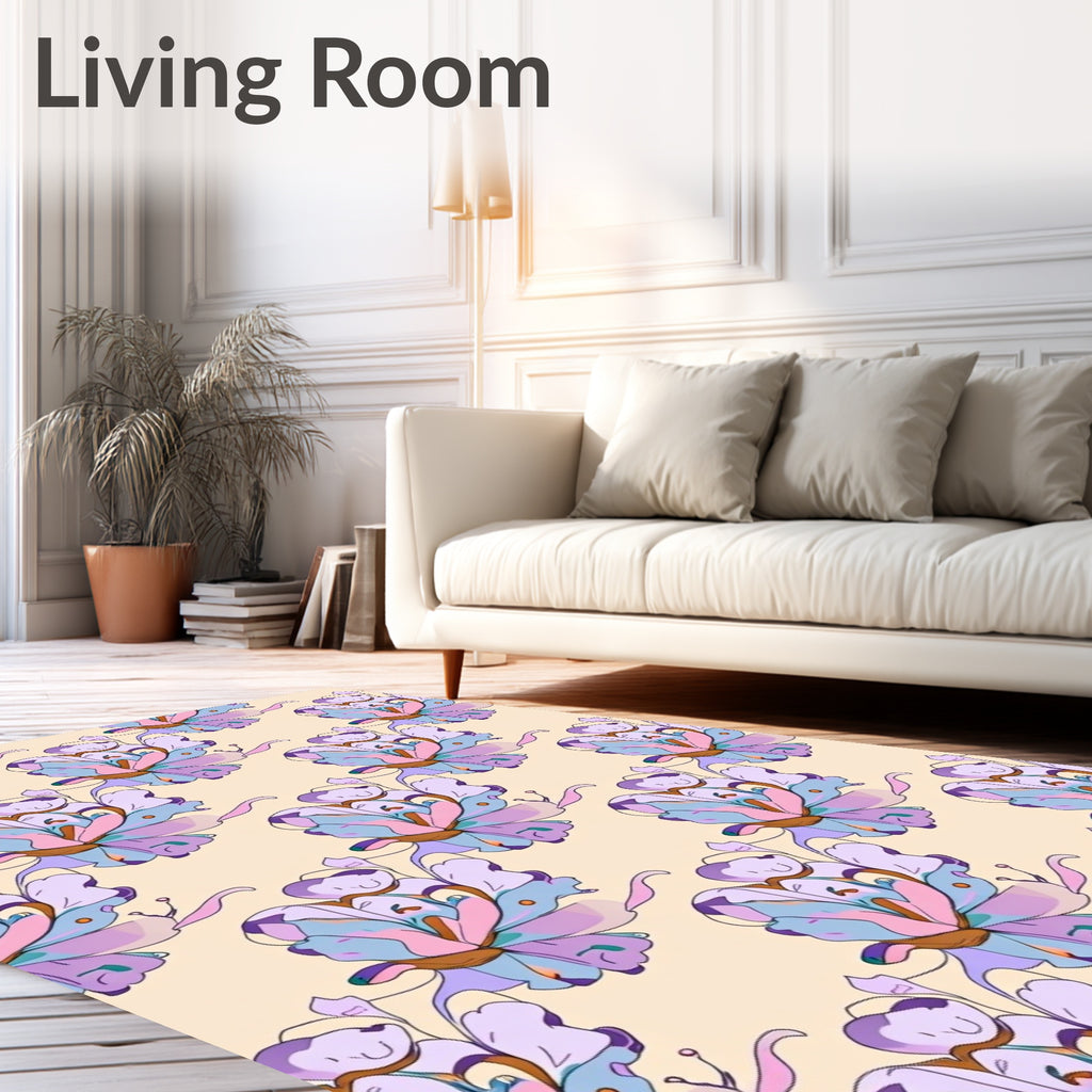 Pastel Swirl Floral Pattern Rug