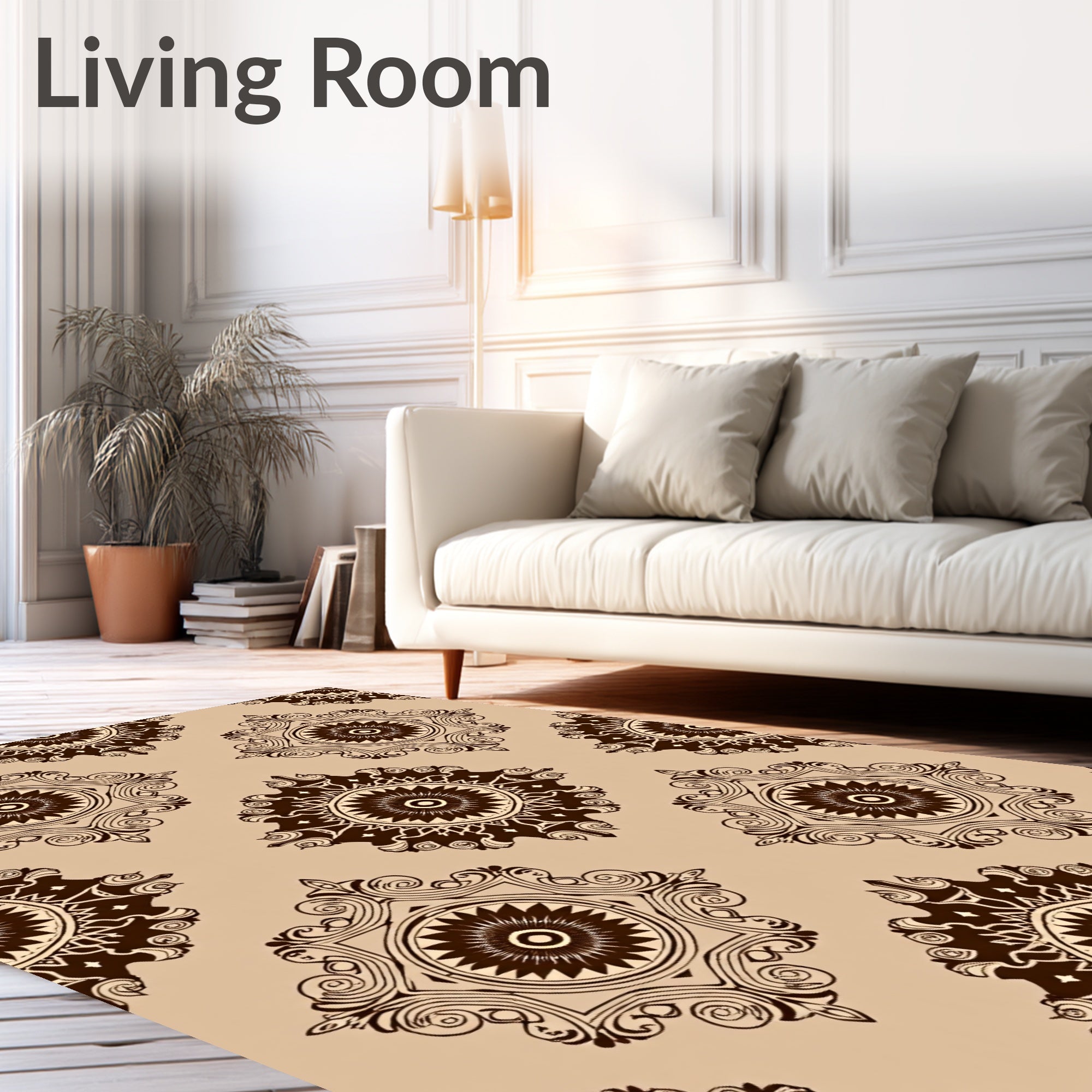 Elegant Brown Mandala Pattern Rug