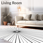 Starburst Black and White Lines Rug