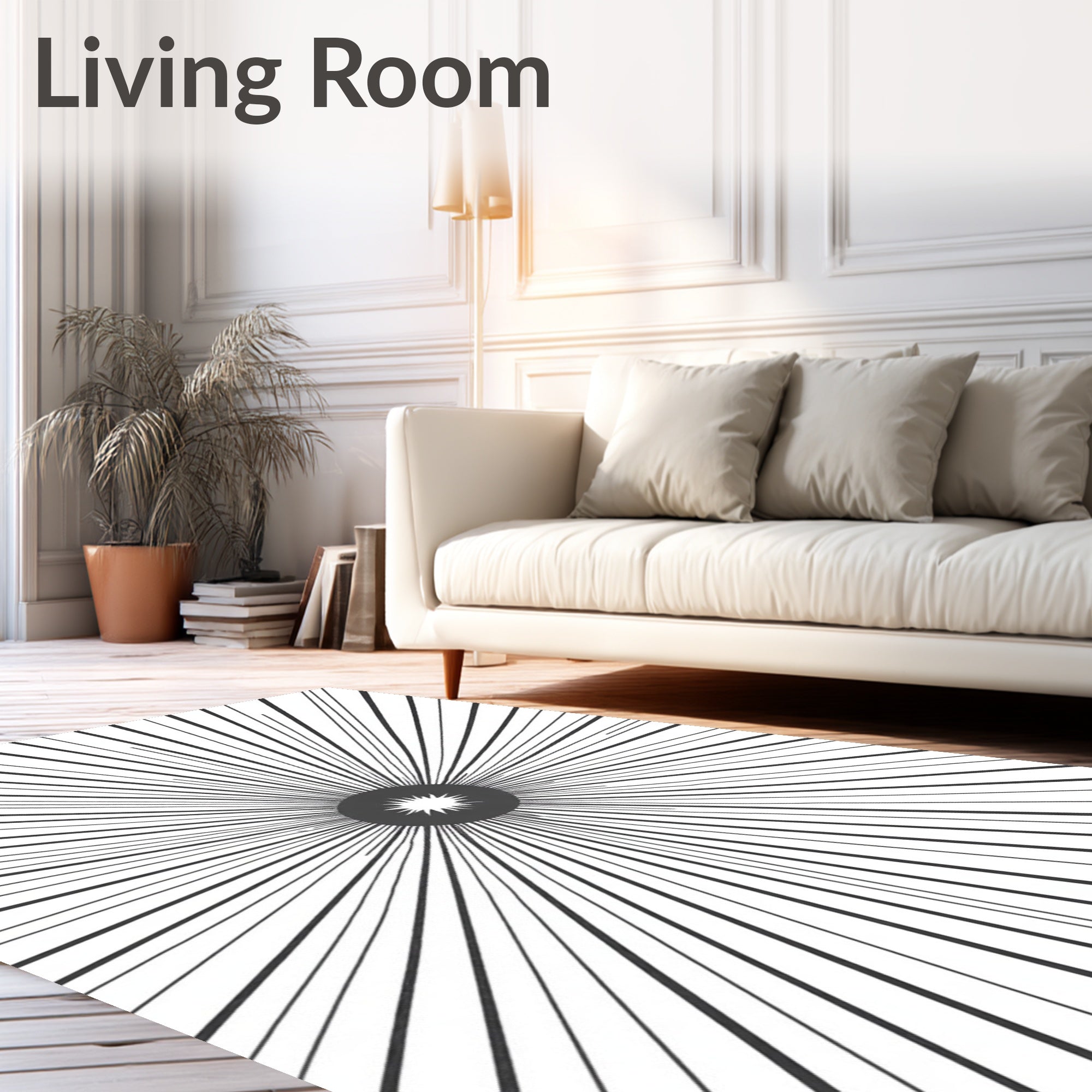 Starburst Black and White Lines Rug
