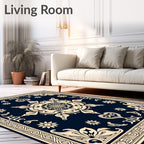 Intricate Floral Design With Border Rug