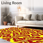 Red Yellow Ornate Geometric Pattern Rug