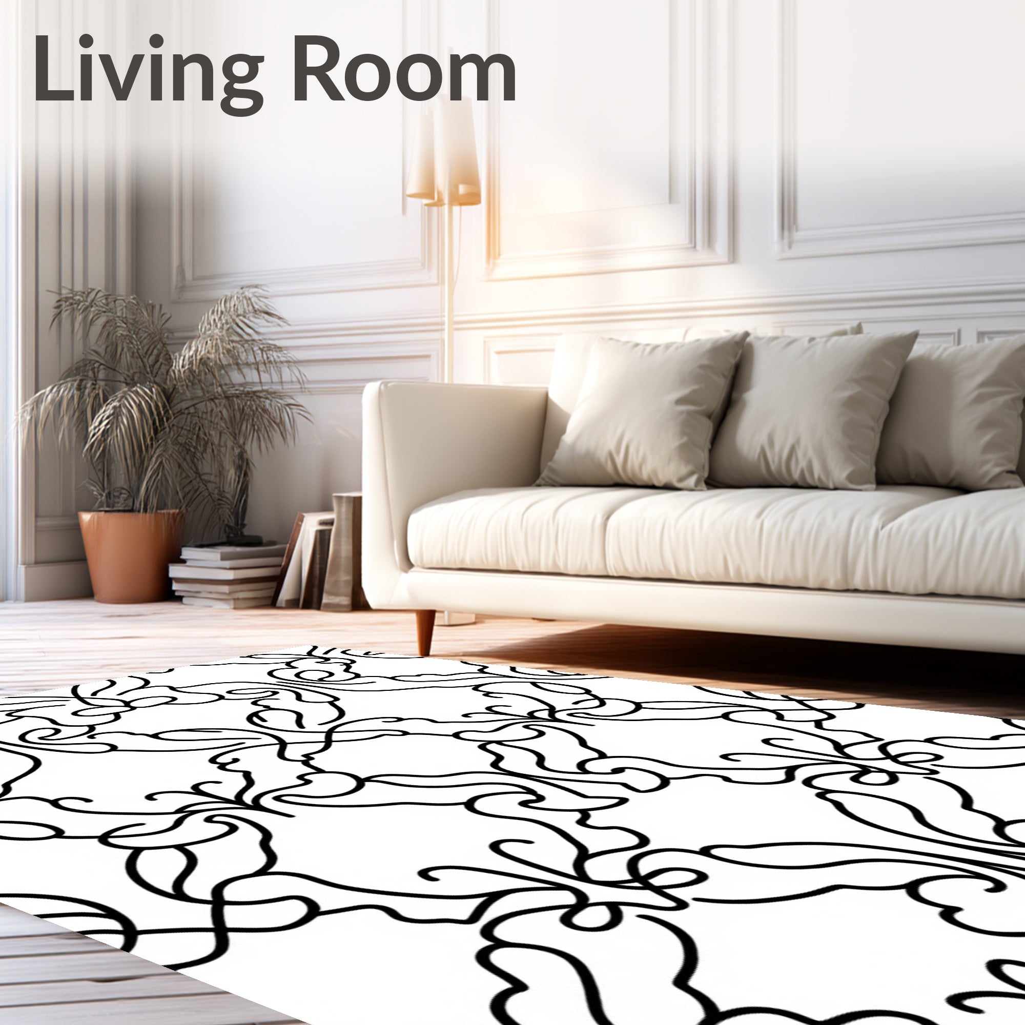 Filigree Scroll Pattern Design Rug