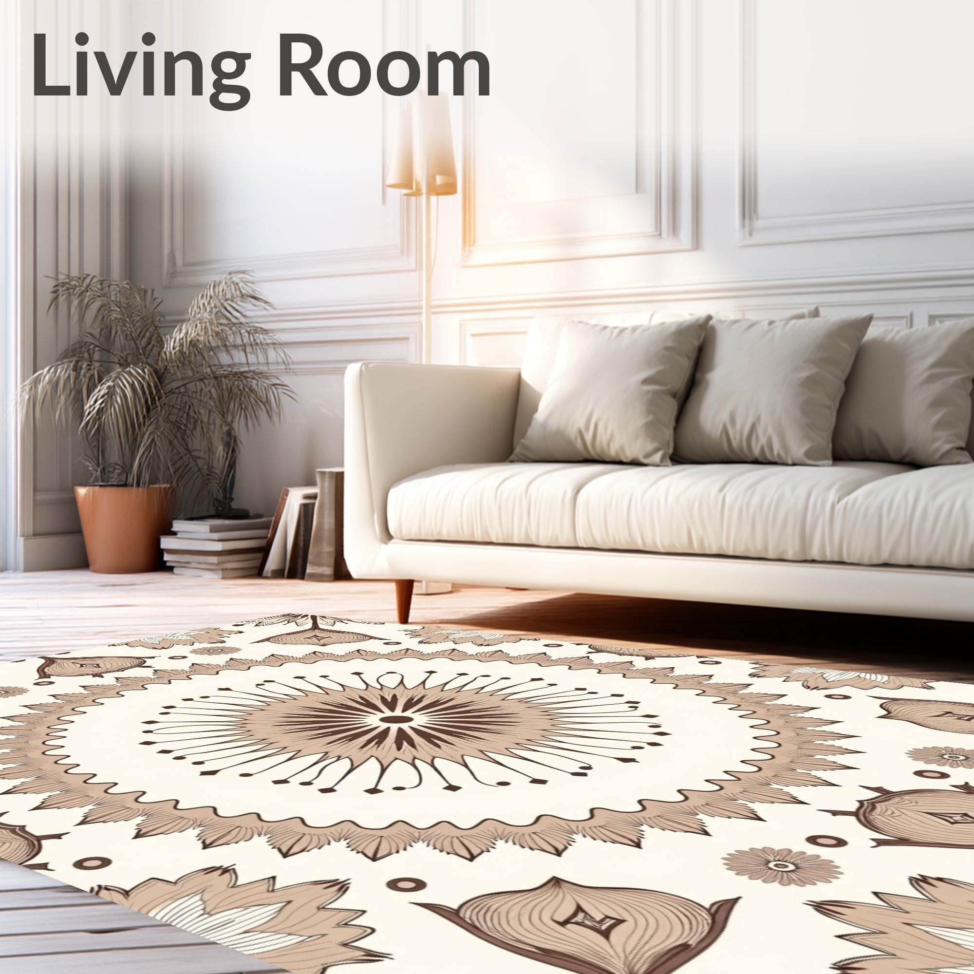 Drawn Floral Mandala Pattern Rug