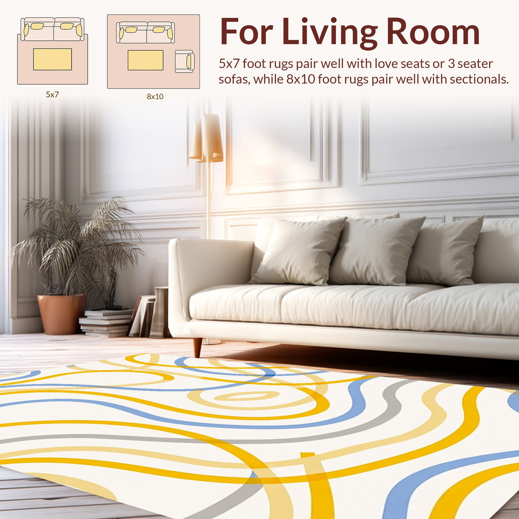 Abstract Wavy Lines Pattern Rug