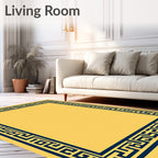 Navy Blue Geometric Border Design Rug