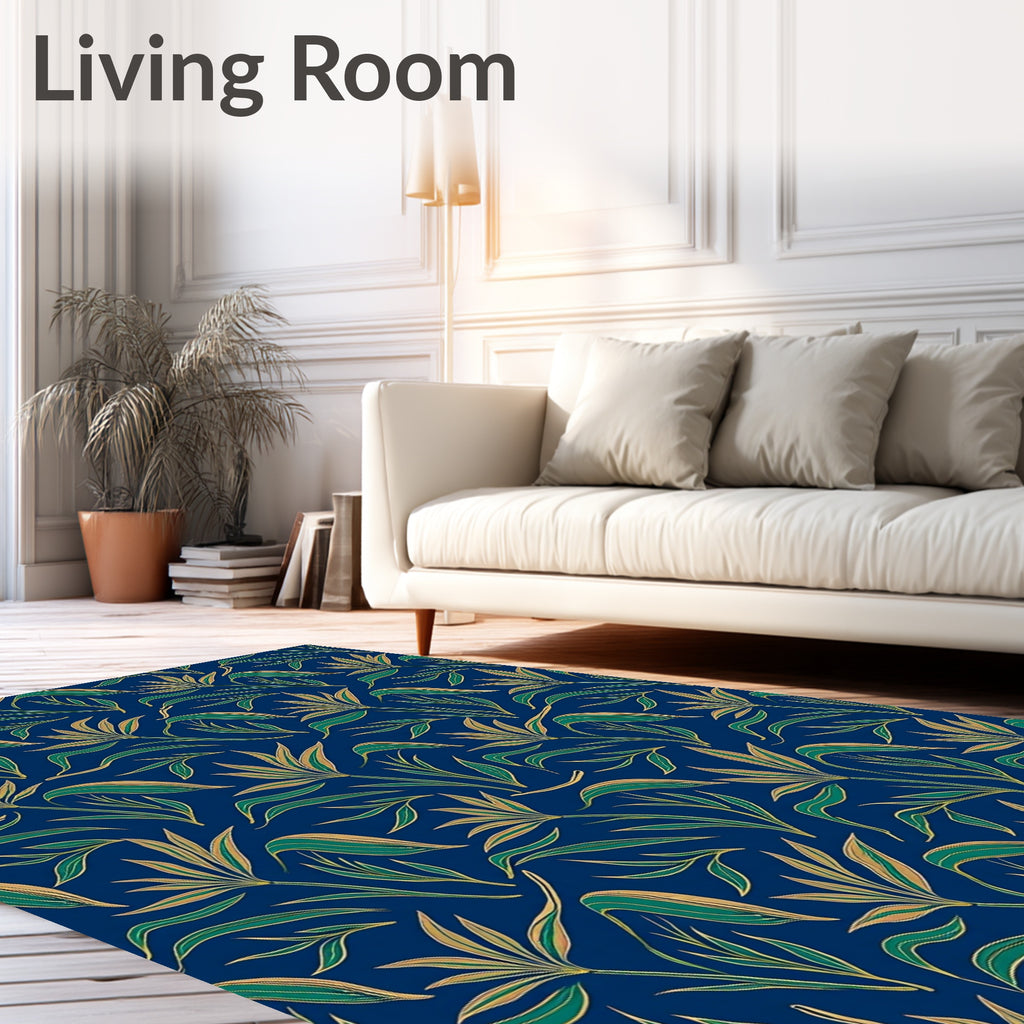 Botanical Foliage Leaf Pattern Design Rug
