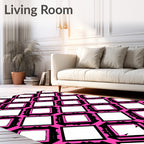 Bold Pink Black Diamond Geometric Rug