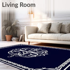 Ornate Monogrammed Floral Frame Design Rug