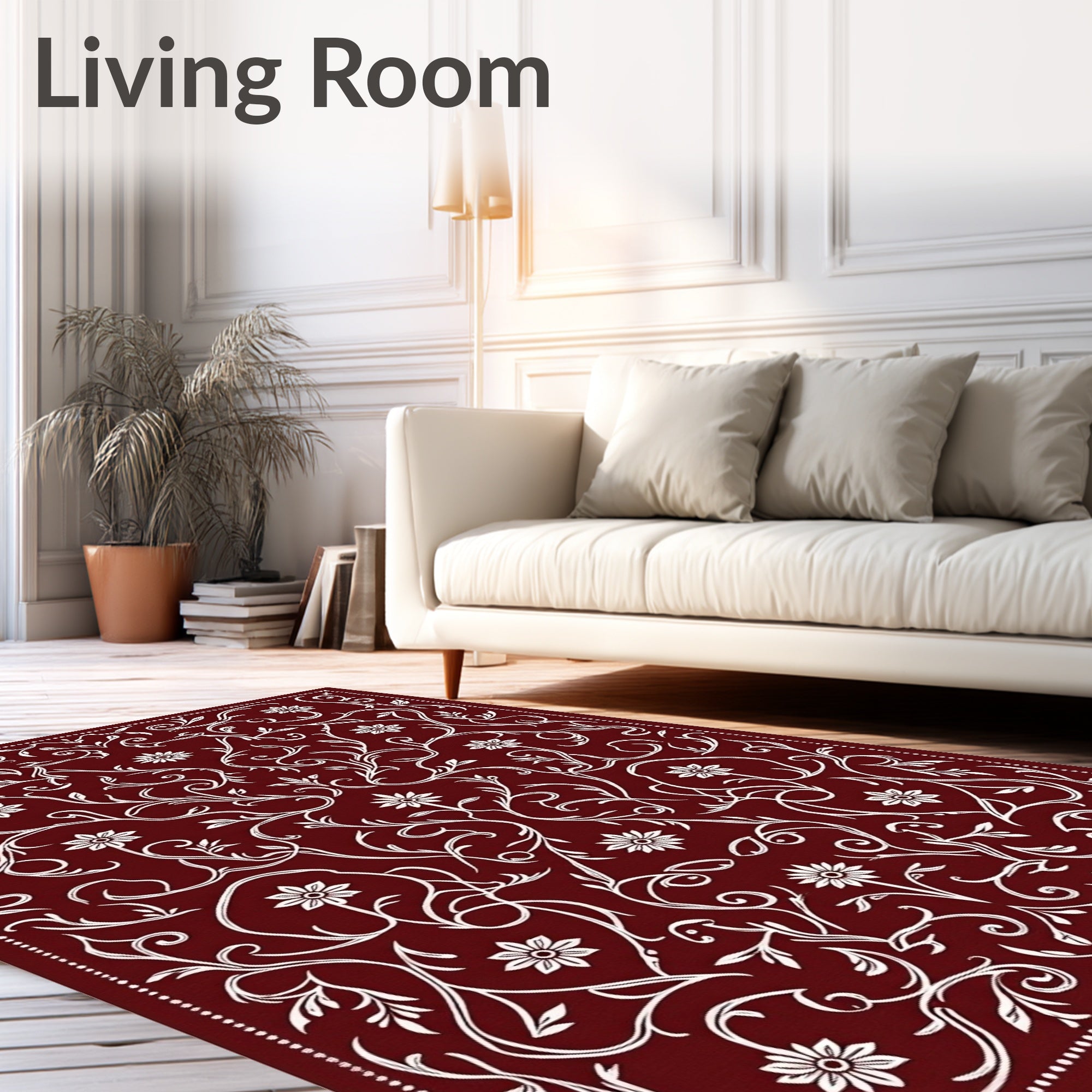Damask Floral Vine Pattern Rug