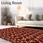 Rich Red Floral Lattice Pattern Rug