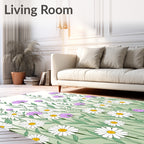 Delicate Floral Patterned Border Rug