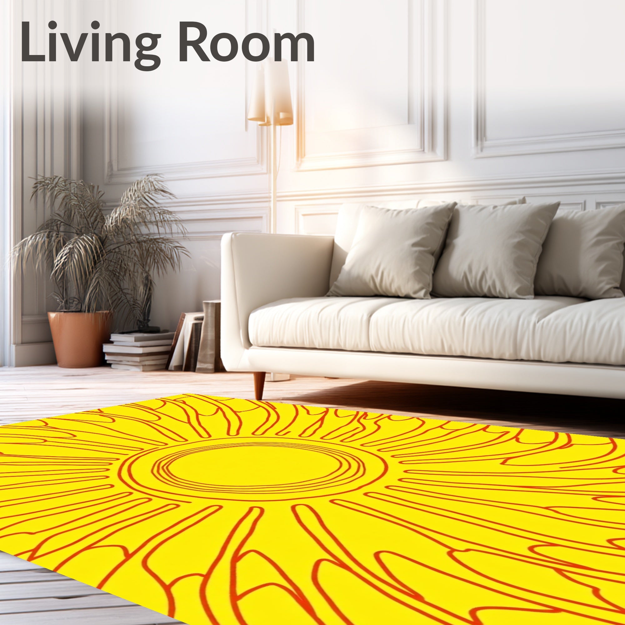 Concentric Sun Rays Pattern Rug
