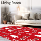 Festive Winter Tree Snowflake Pattern Rug