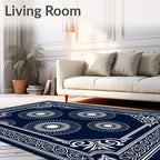 Classic Sunburst Floral Navy Design Rug