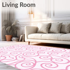 Pink Swirl Vine Pattern Rug