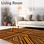Striking Orange Black Linear Design Rug