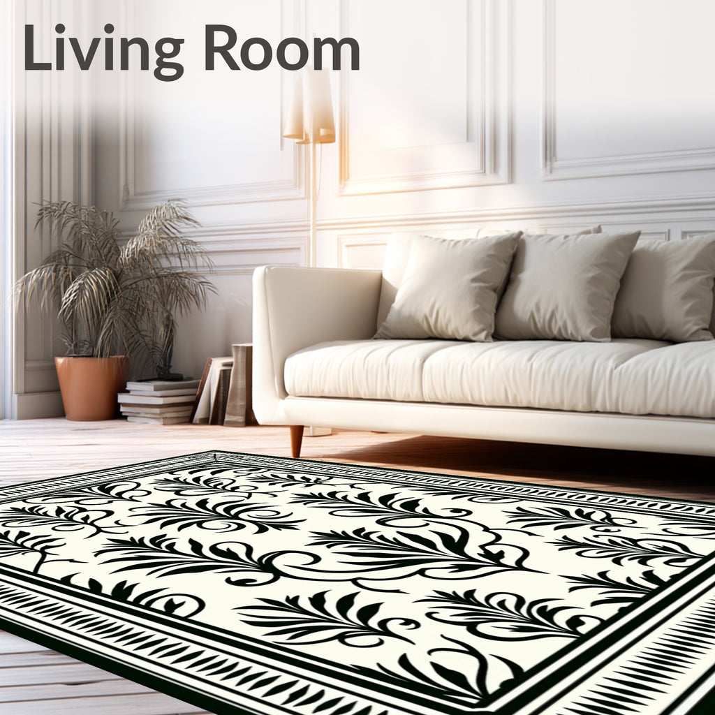 Classic Damask Floral Pattern Rug