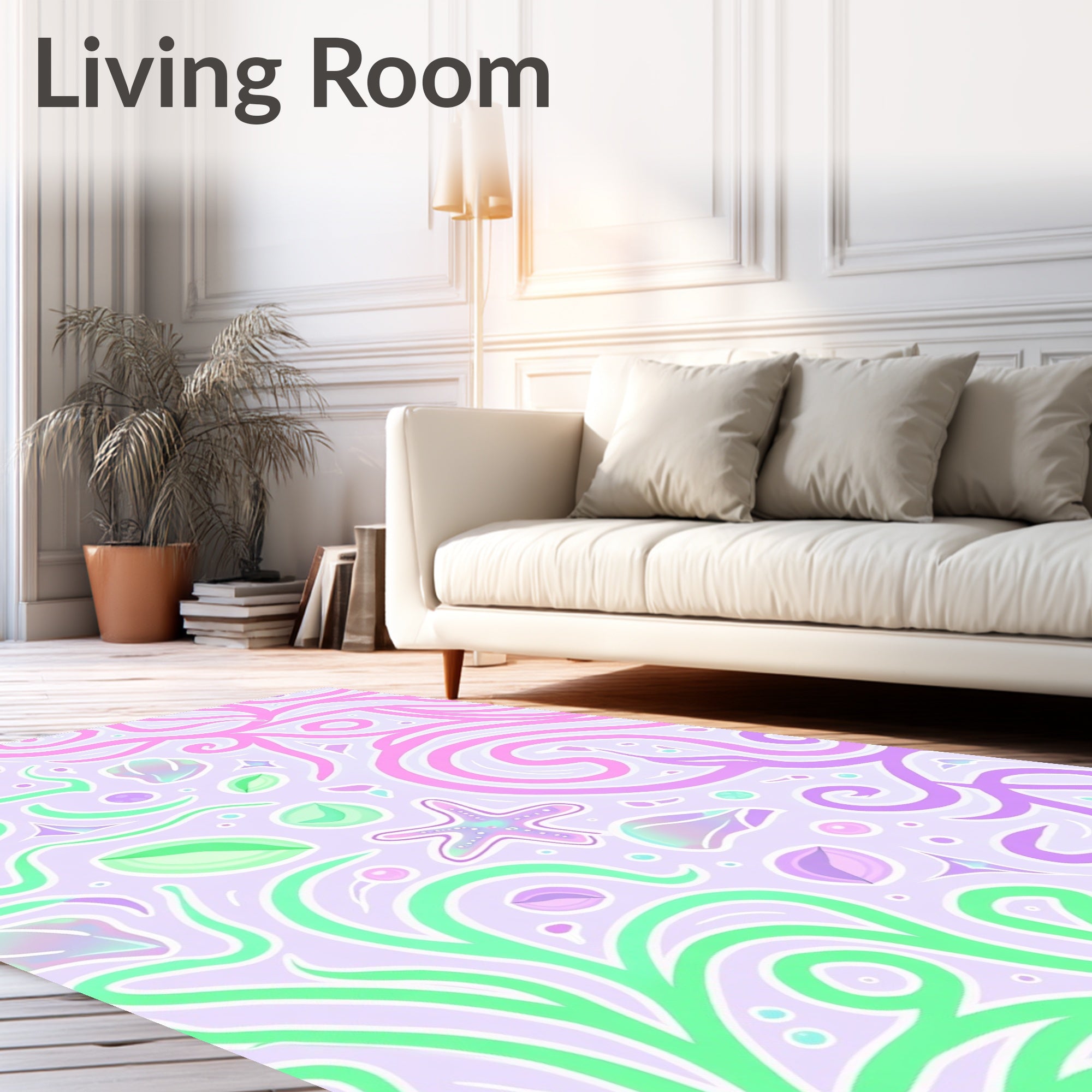 Pastel Ocean Flora and Fauna Rug