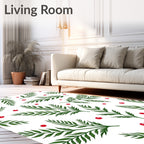 Green Fern Red Berry Garland Rug