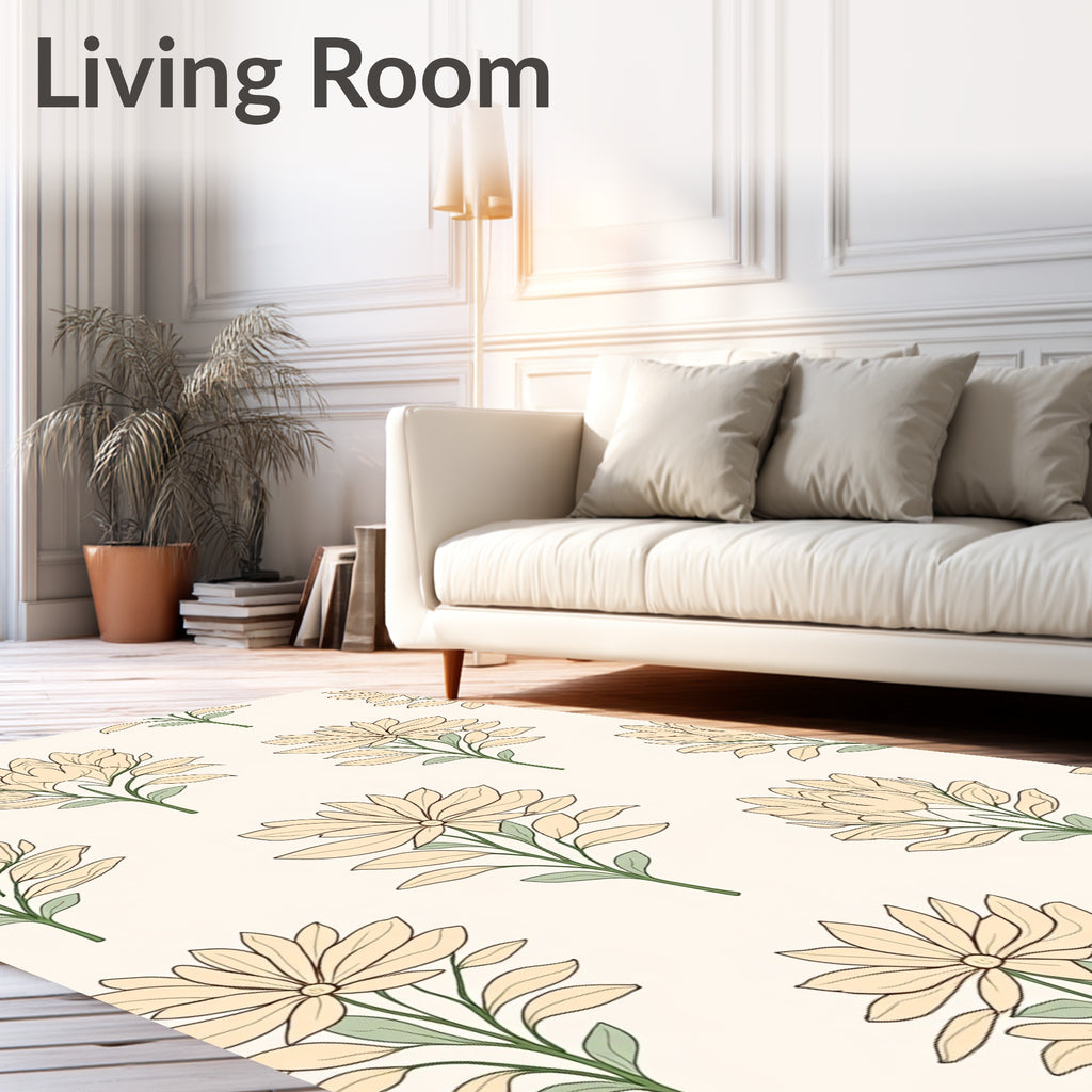 Soft Yellow Floral Pattern Design Rug