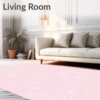 Soft Pink Whimsical Line Art Rug